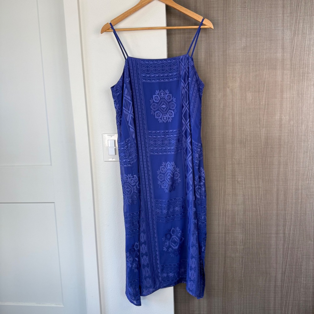 Anthropologie Floreat Embroidered Luna Slip Midi Dress Cornflower Blue Large - Picture 7 of 12